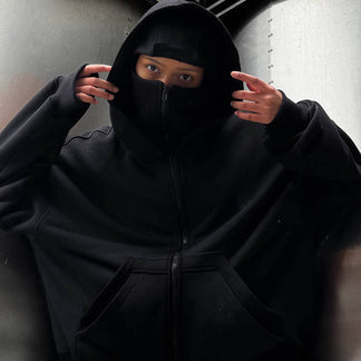 Balaclava Ninja Zipper Hoodie Jacket For Women