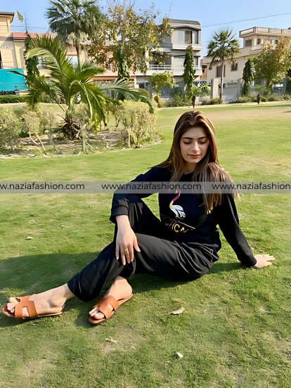Black Tropical Paradise Night Suit