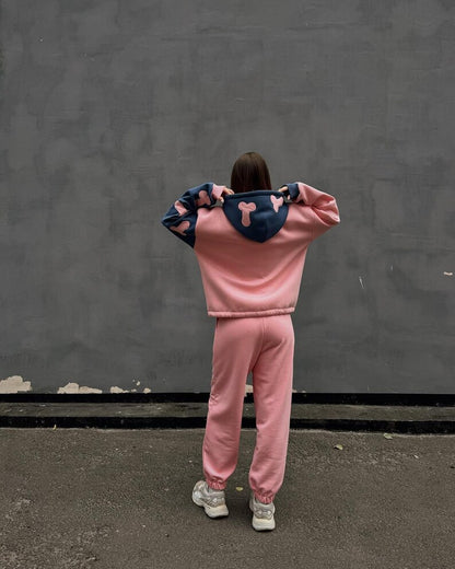 Navy Blue with Pink Mushroom Printed Co-Ord Set