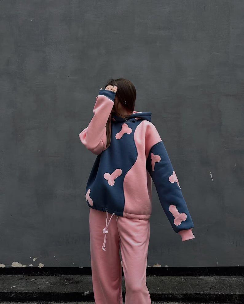Navy Blue with Pink Mushroom Printed Co-Ord Set